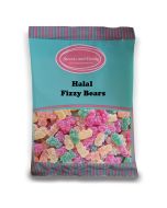 Halal Pick and Mix Sweets - 1kg Bulk bag of Fizzy Bears, sugar coated fruit flavour jelly sweets