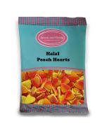 Halal Pick and Mix Sweets - 1kg Bulk bag of Halal Peach Hearts, peach flavour jelly sweets with a sugar coating