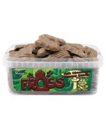 A full tub of Milk chocolate flavour sweets in the shape of frogs