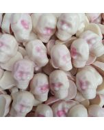 Strawberry and Cream flavour chocolate candy in the shape of a spooky skull
