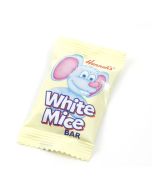 A creamy white chocolate flavour white mice bar, individually wrapped sweets