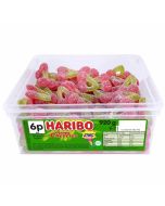 A full tub of Haribo fizzy cherry sweets