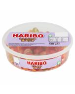 A bulk tub of Haribo Friendship ring shaped jelly sweets