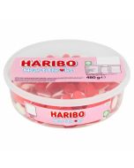 A bulk tub of Haribo Heart Throbs sweets