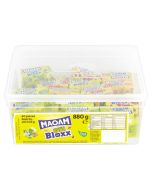 A full tub of Sour Maoam Bloxx, sour fruit flavour chewy sweets