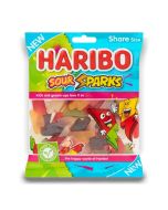 Haribo Sour Sparks is a unique mix of chewy gummy sweets with a sour centre. Dual flavour combinations in each lighting bolt piece, offering a bolt of sourness and a long lasting chew. 
