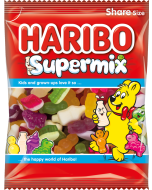 Haribo supermix are filled with fruit jelly and milk sweets
