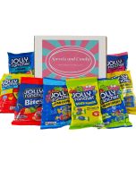 A Sweets and Candy Hamper Box bursting with different American Jolly Rancher sweets