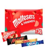 Christmas Sweets - A Christmas selection box containing a fun size bar of Milky Way, Twix and Mars, plus two fun size bags of Maltesers.