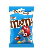 A treat bag of Crispy M&M's made from milk chocolate with a rice centre and crispy shell