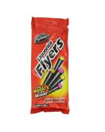 A 75g bag of Maxillin liquorice flyers, liquorice wand sweets with a sherbet centre