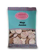 Mega Jazzies - 1Kg Bulk bag of milk chocolate flavour candy discs with sprinkles on top!