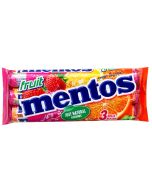A pack of 3 rolls of fruit flavour chewy mentos sweets