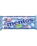 A pack of 3 rolls of chewy Mint flavour Mentos sweets