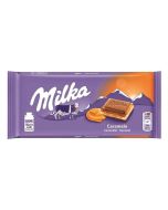 Milka smooth milk chocolate made with Alpine milk and a caramel filling