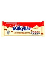 A sharing bar of creamy milkybar chocolate with cookie pieces