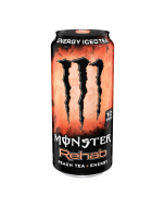 A 473ml can of American Monster Drink, a peach iced tea flavour drink imported from America