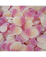 Peach flavour jelly sweets in the shape of love hearts
