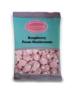 Raspberry Foam Mushrooms - 1Kg Bulk bag of retro raspberry flavour foam sweets shaped like mushrooms