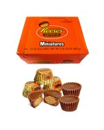 A full box of 105 Reese's mini peanut butter cups, individually wrapped American sweets
