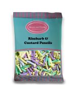 Rhubarb and Custard Pencils - 1Kg Bulk bag of retro rhubarb and custard flavour candy sweets