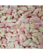 Strawberry milkshake flavour gummy sweets in a bulk 3kg bag