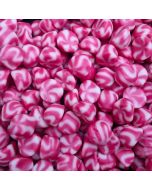 Strawberry Twist Kisses - Strawberry and Cream flavour jelly sweets a with a pink and white pattern.