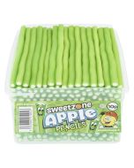 Sweetzone apple pencils sweets in a bulk plastic tub