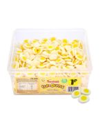 A full tub of Swizzels fun gums Fried Eggs, fruity jelly and foam sweets