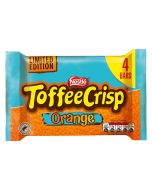 A multipack of 4 Toffee crisp orange bars made from soft caramel and crispy cereal pieces