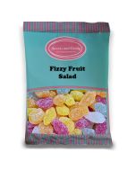 Vegan Fizzy Fruit Salad - 1Kg Bulk bag of Vegan fruit flavour sweets, shaped like an assortment of fruits with a fizzy coating!
