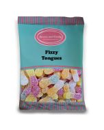 Vegan Fizzy Tongues - 1Kg Bulk bag of Vegan fruit flavour gummy sweets, with a fizzy coating, shaped like small tongues