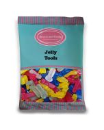 Vegan Jelly Tools - 1Kg Bulk bag of assorted vegan fruit flavour jelly sweets in the shape of tools