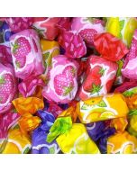 A bulk 2kg bag of Verquin assorted fruit chews, raspberry, blackcurrant, lemon, orange and strawberry flavour