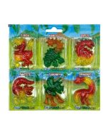 A pack of 6 jelly dinosaur sweets