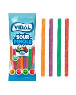 Vidal assorted fruit flavour sour pencils which are vegan sweets