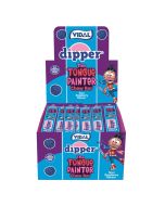 A full box of Vidal Dipper chew bars in a sour blue raspberry flavour and they are tongue painters too!