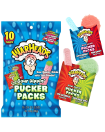 Warheads Sour Dipping Pucker Packs, a sour hard candy stick with sour powder, American sweets imported to the UK.