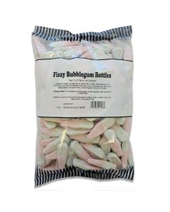 A bulk 1kg bag of medium sized fizzy bubblegum bottles