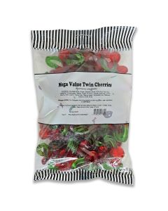 A bulk 1kg bag of twin cherries, gummy jelly sweets