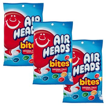 American Sweets - A pack of 3 170g bags of Airheads Bites, chewy fruit flavour sweets.