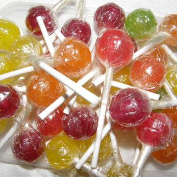 Assorted fruit flavour, individually wrapped lollipops