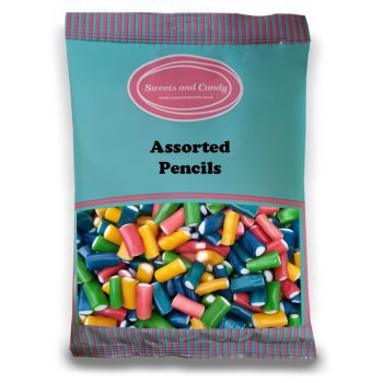 Assorted Pencils - 1Kg Bulk bag of retro fruit flavour candy sweets with a fondant centre.