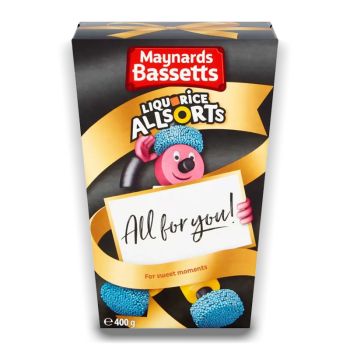 A 400g box of Bassetts Liquorice Allsorts, a mixture of retro liquorice sweets.