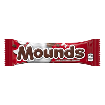 An American Hershey's bar consisting of shredded, sweetened coconut coated in dark chocolate.