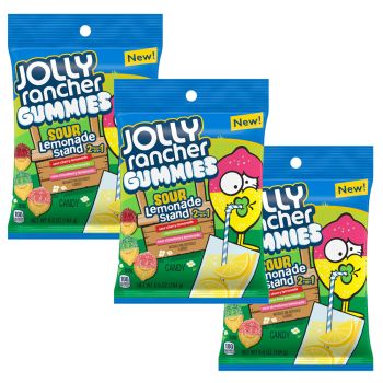 American Sweets - A pack of 3 sour lemonade flavour jolly rancher gummies imported from America