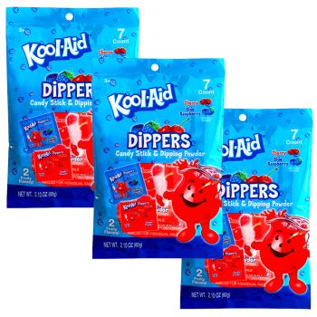 American Sweets - A pack of 3 packets of Blue raspberry or Cherry flavour dipping powder with a candy dipping stick!