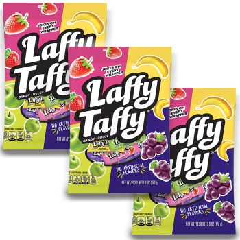 American Sweets - a pack of 3 chewy mini laffy taffy wrapped candy peg bags