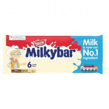 A 6 pack of creamy white chocolate bars 