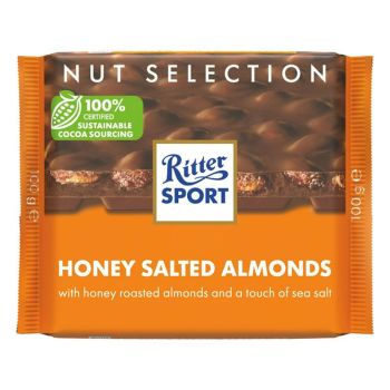 Ritter Sport - Honey Salted Almonds, Milk chocolate with honey roasted almonds and a touch of sea salt!